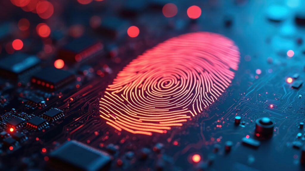 Fingerabdruck digital, Bild symbolisiert das Thema Digitale Identitäten