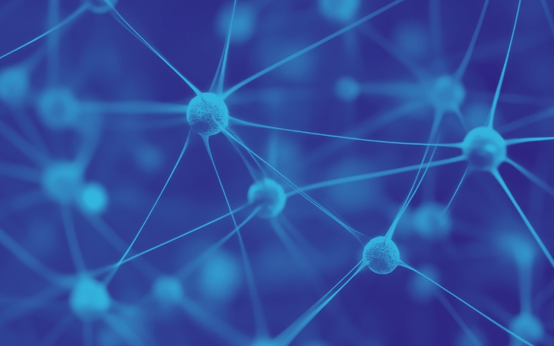 Vernetze Blaue Punkte in Blauem Hintergrund