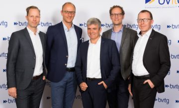 Die neuen Vorstände des bvitg (v.l.n.r.) Andreas Kassner, Gerrit Schick, Christoph Schmelter, Mark Düsener, Dr. Ralf Brandner